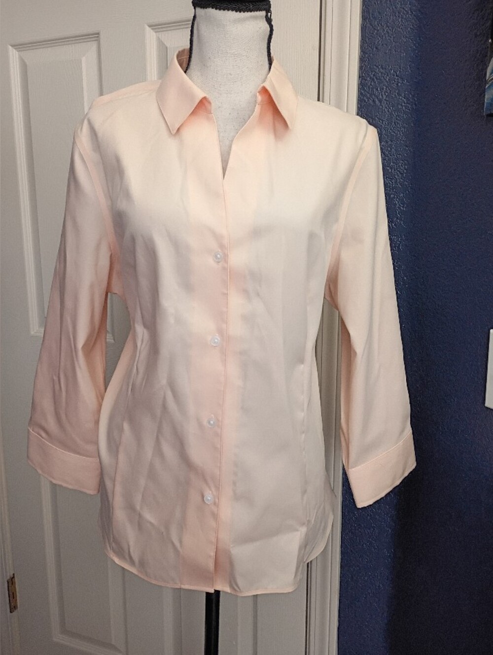 Anne Klein Peach Button-Front Blouse